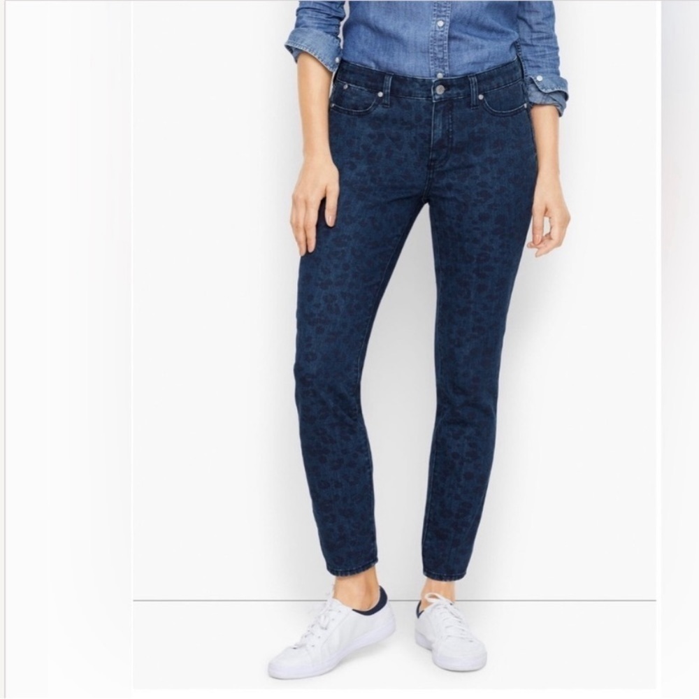 Talbots Blue Leopard Slim Ankle Jeans